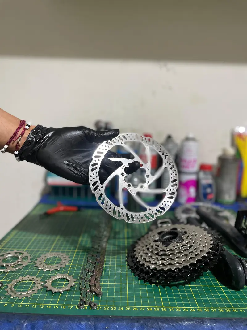 Visual and tactile inspection of a bicycle brake rotor — BikeLab Studio · Carlos Eduardo Ravello Joo